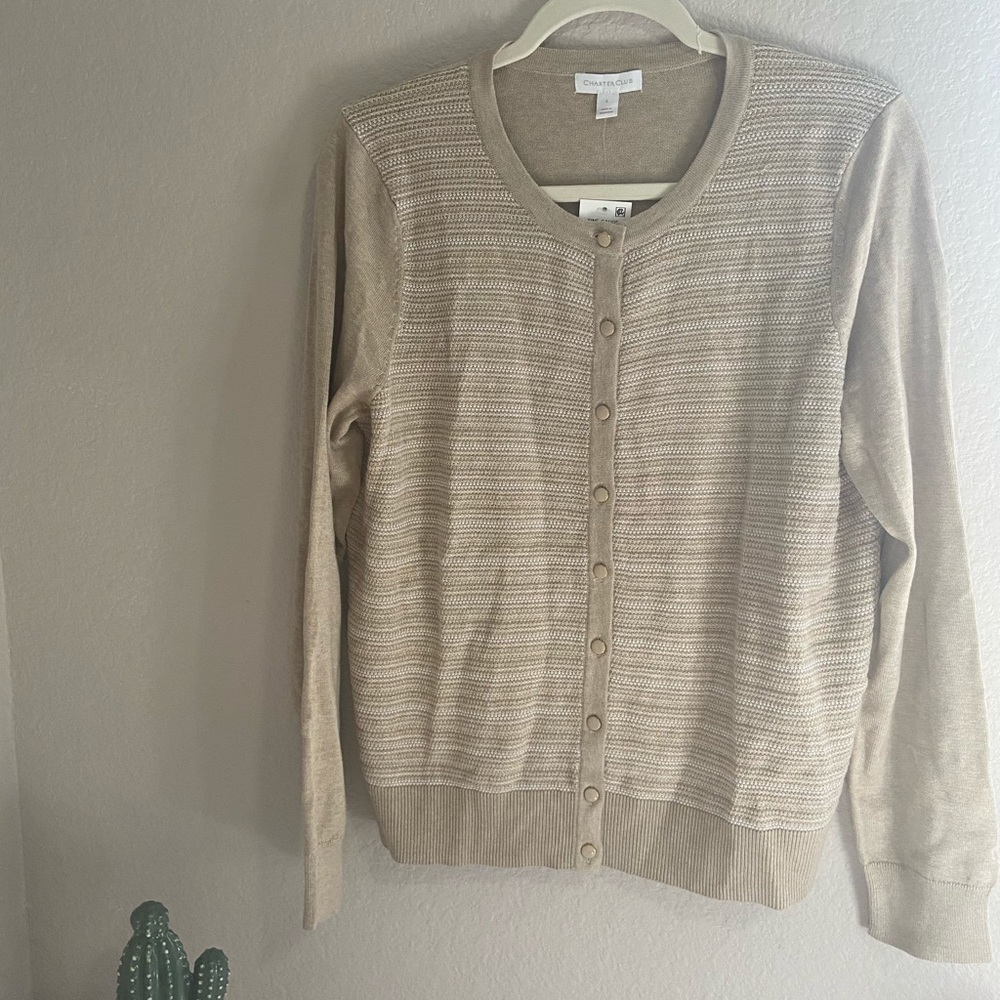 Charter Club Fine Gauge Cardigan Desert
